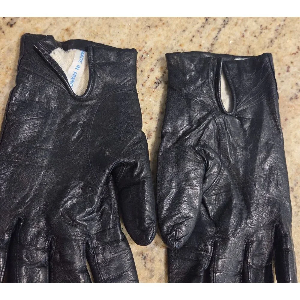 Vintage Womens Size M/L Black Knit Lined Shirt Gloves Viola Weinberger